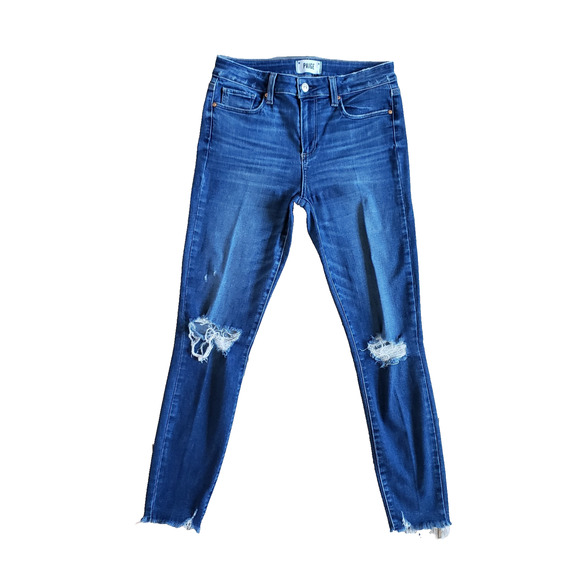 Paige Jeans Verdugo Ankle Women 28 Uptown Tracked On Hem Black Label Denim 28x29 - Picture 1 of 12